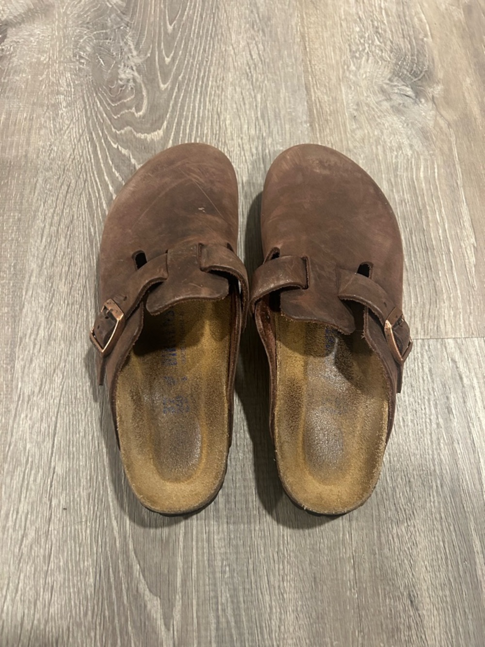 Birkenstock Brown Suede Clog Sandals with Buckle